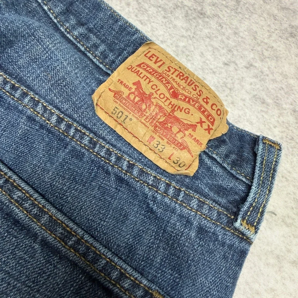Levis 501xx Mens Jeans 33x30 Blue Straight Leg Button Fly Vintage Y2K Streetwear